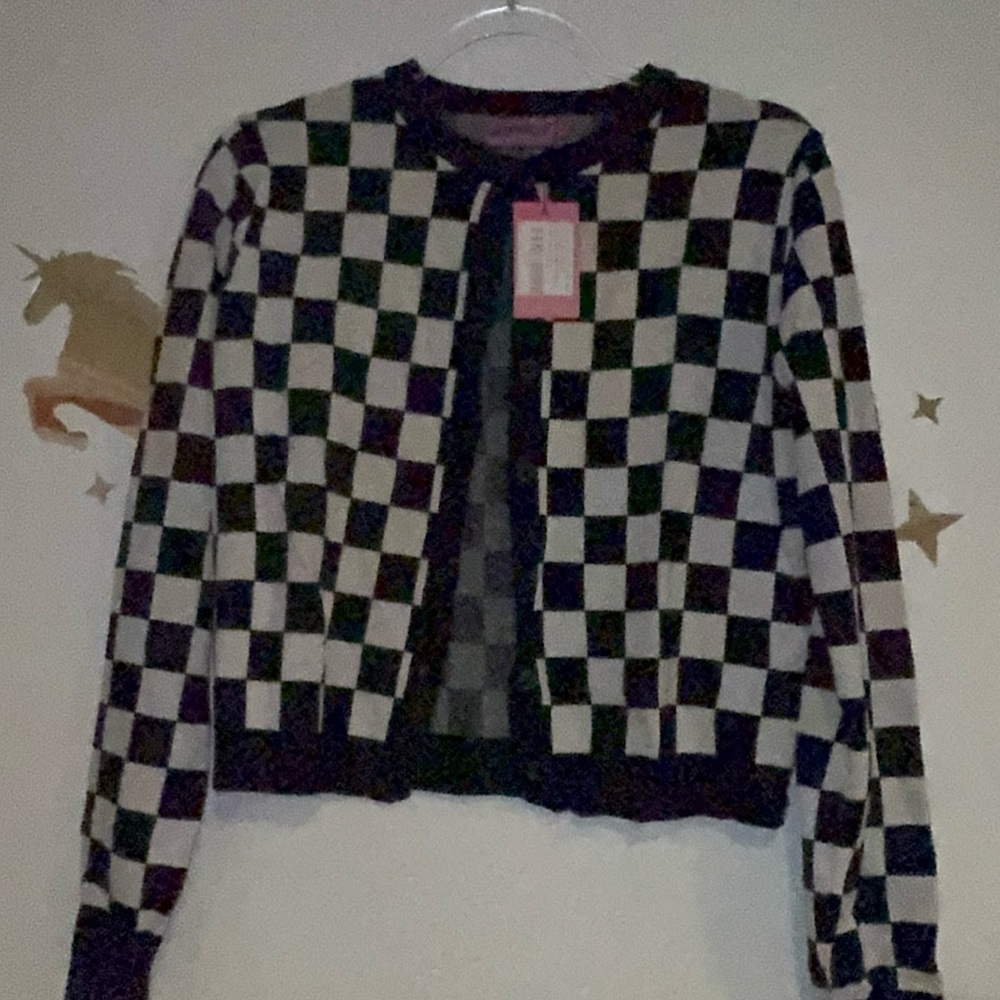 Edikted Black and White Checkered Sweater